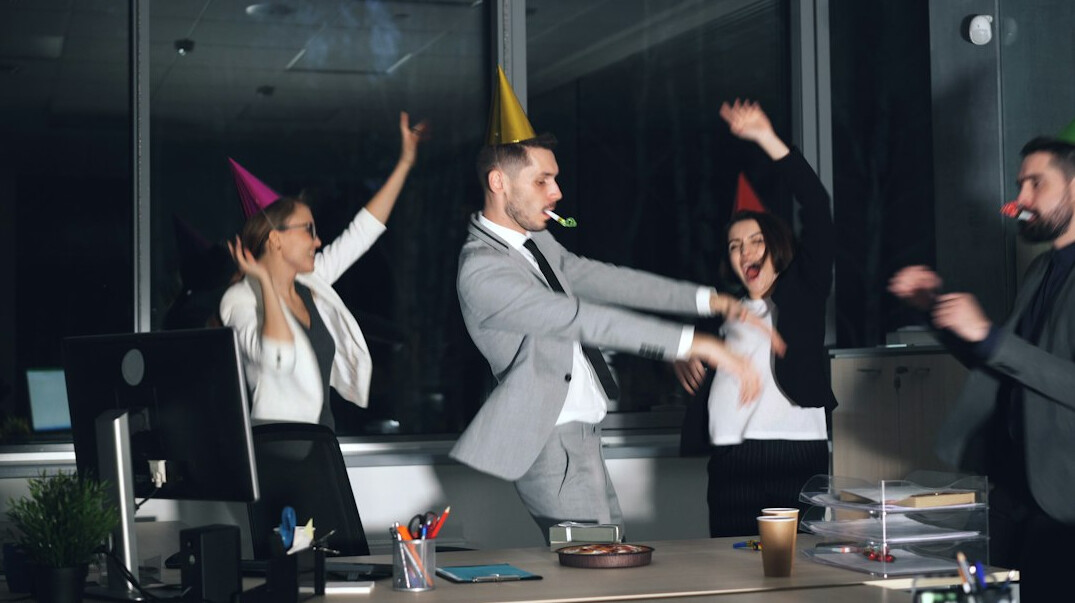 successful corporate team celebrating