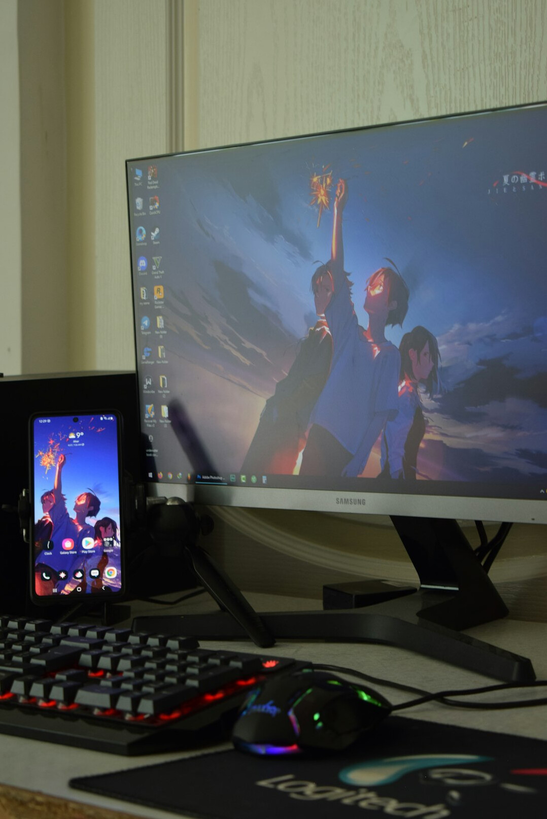 Software developer working at a desk with multiple monitors displaying code